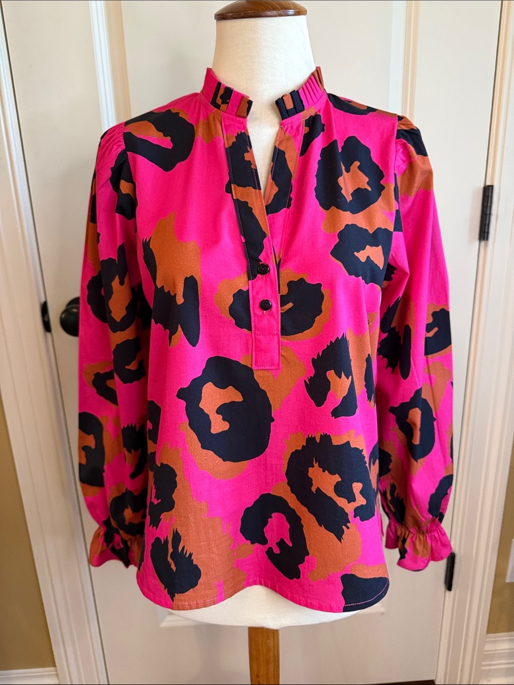 Maude Vivante Pink Leopard Ashley Blouse